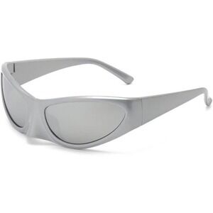 Sunglasses Silver Shield Visor Mirrored Lens Sport Rave Party Outdoor Lentes New